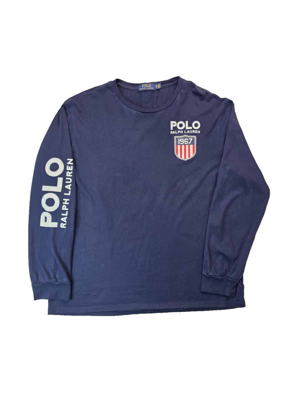 Polo Ralph Lauren 1967 Logo Spellout Navy Blue Long Sleeve Shirt Mens XL